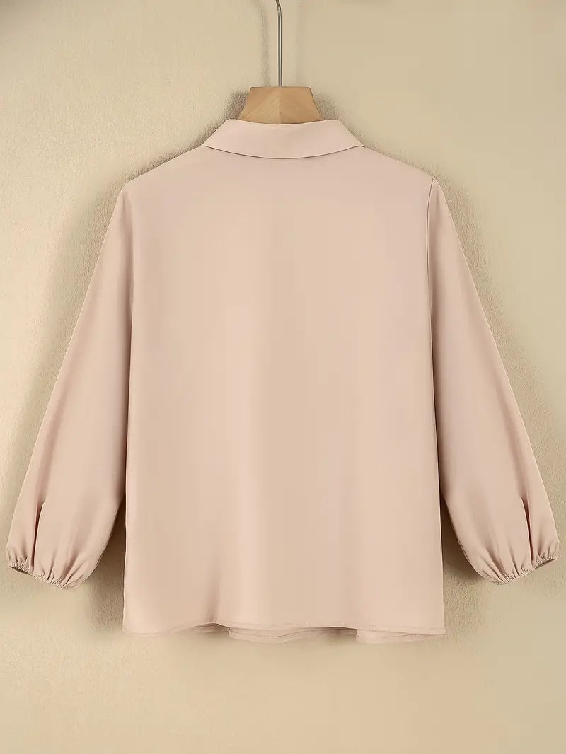 Casual damesblouse met lange mouwen en ritssluiting