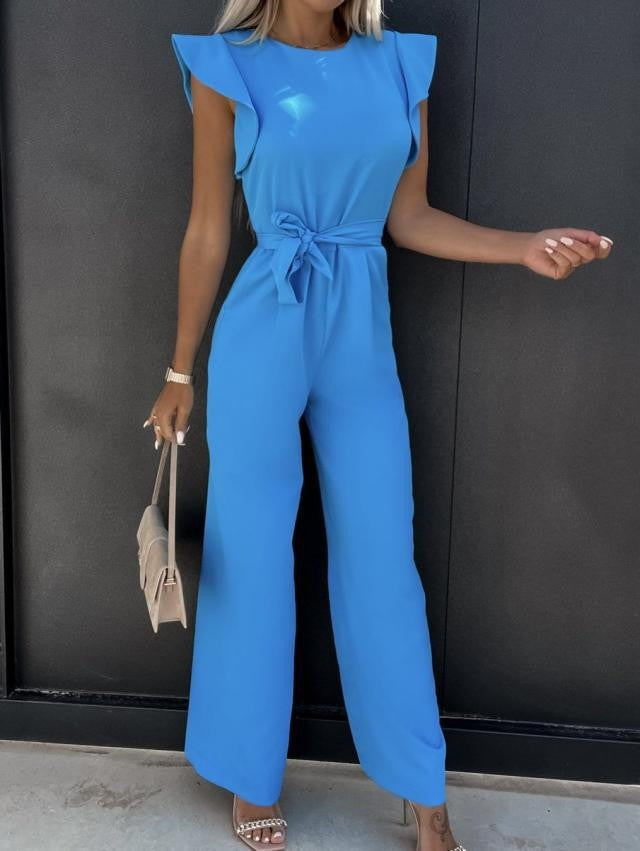 Elegante jumpsuit zonder mouwen met tailleband